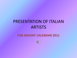 PRESENTATION OF ITALIAN ARTIST