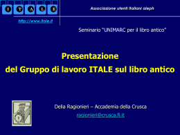 Presentazione del Gruppo di lavoro ITALE sul
