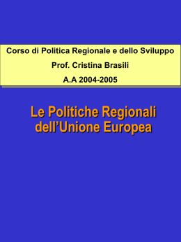 Corso di Politica Regionale e dello Sviluppo- AA 2004
