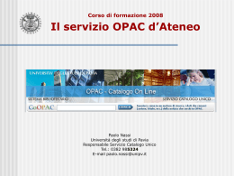 Corso OPAC 2008