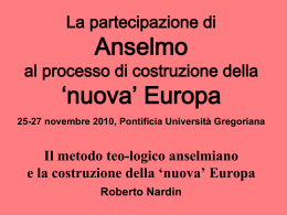 Anselmo e la costruzione della "nuova" Europa