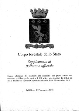 Corpo forestale dello Stato Supplemento al Bollettino ufficiale