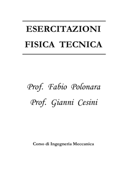 ESERCITAZIONI FISICA TECNICA Prof. Fabio Polonara Prof. Gianni