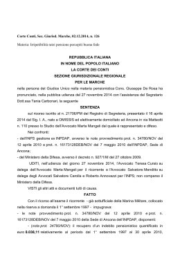 Corte Conti, Sez. Giur. Marche, 2.12.2014, n. 126
