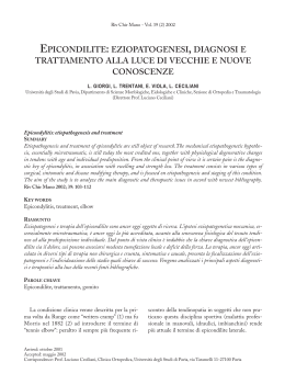epicondilite:eziopatogenesi, diagnosi e trattamento alla luce