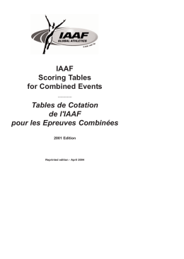 IAAF Scoring Tables for Combined Events Tables de Cotation de l