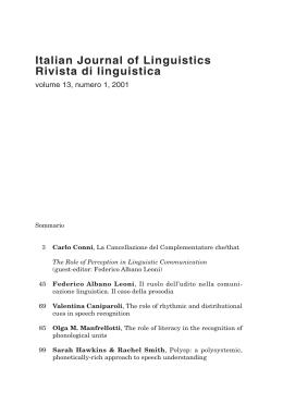 Italian Journal of Linguistics Rivista di linguistica