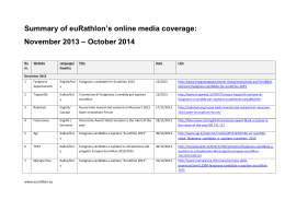 Summary of euRathlon`s online media coverage: November 2013