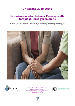 27 Giugno 2015-Lecce Introduzione alla Schema Therapy e alle