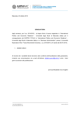 Macerata, 20 ottobre 2014 GRADUATORIA degli ammessi, per l`a.a