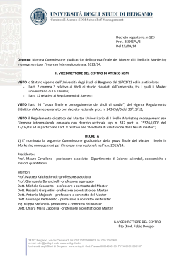 Decreto repertorio. n 123 Prot. 25546/V/8 Del 15/09/14 Oggetto