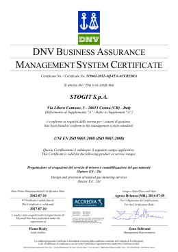 Documento pdf DNV Certificato ISO 9001
