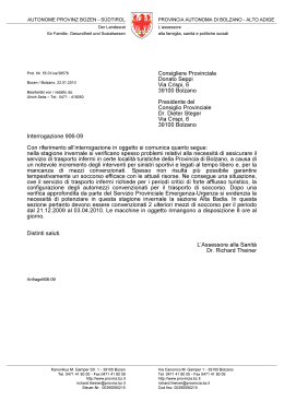 Consigliere Provinciale Donato Seppi Via Crispi, 6 39100 Bolzano