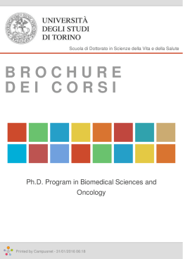 Brochure dei corsi  - Ph.D. Program in Biomedical Sciences and
