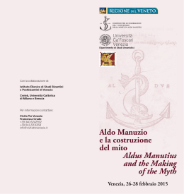 Aldo Manuzio e la costruzione del mito Aldus Manutius and