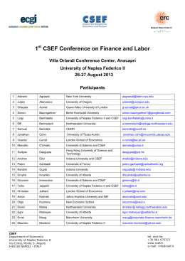 1 CSEF Conference on Finance and Labor - CSEF