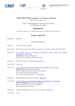 CSEF-EIEF-SITE Conference on Finance and Labor Rome, 28