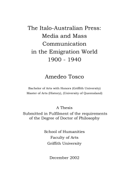 The Italo-Australian Press: Media and Mass