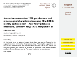 Interactive comment on “PM 1 geochemical and