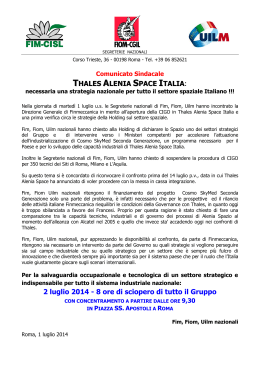 THALES ALENIA SPACE ITALIA : 2 luglio 2014 - 8 ore di