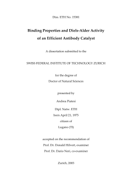 Binding Properties and Diels-Alder Activity of an - ETH E