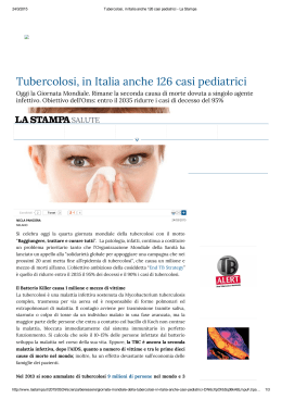 Tubercolosi, in Italia anche 126 casi pediatrici