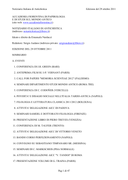 Notiziario Italiano di Antichistica Edizione del 29 ottobre 2011 Pag 1