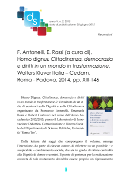 F. Antonelli, E. Rossi (a cura di), Homo dignus. Cittadinanza