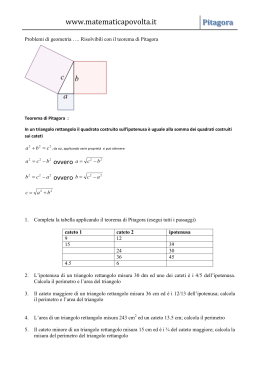 Problemi semplici risolvibili con teorema di Pitagora