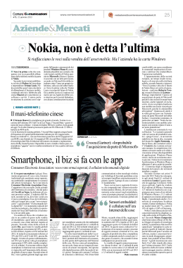 Nokia, non è detta l`ultima - Corriere delle Comunicazioni