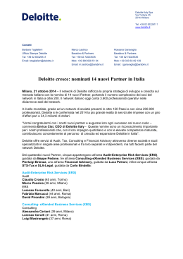 Deloitte cresce: nominati 14 nuovi Partner in Italia