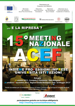 Programma - 15° Meeting ACEF - ACEF Associazione Culturale