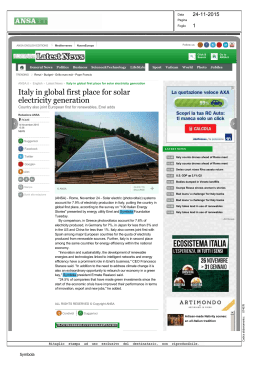 Latest News Italy in global first place for solar electricity