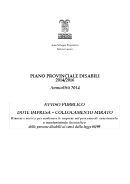 PIANO PROVINCIALE DISABILI 2014/2016 Annualità 2014 AVVISO