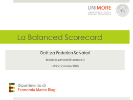 La Balanced Scorecard - Università di Urbino