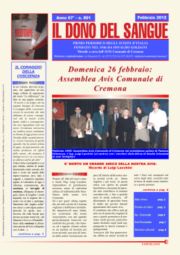 "Il Dono del Sangue" n° 801 - Febbraio 2012