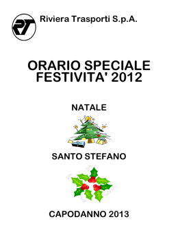 2012-2013 Orario Speciale Festività NATALE