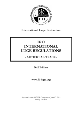 IRO INTERNATIONAL LUGE REGULATIONS