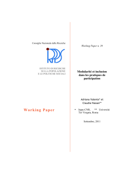 Working Paper - IRPPS - Consiglio Nazionale delle Ricerche