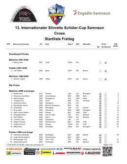 Startliste Cross - Schneesport Club Samnaun