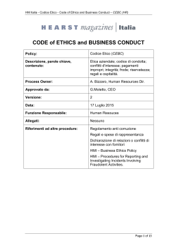 Codice Etico - Code of Ethics and Business Conduct
