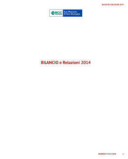 BILANCIO e Relazioni 2014 - Banca di Credito Cooperativo di San