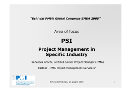 PSI Project Management in Specific Industry - Pmi