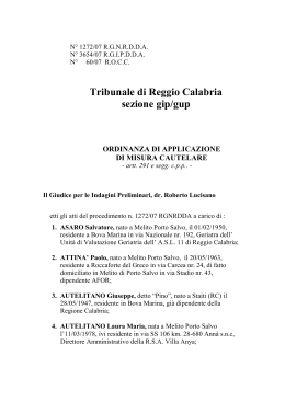 Tribunale di Reggio Calabria sezione gip/gup