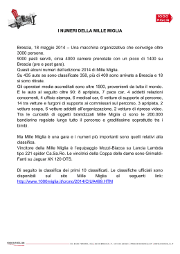 I NUMERI DELLA MILLE MIGLIA Brescia, 18 maggio 2014 – Una