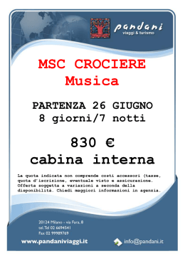 MSC CROCIERE Musica 830 € cabina interna