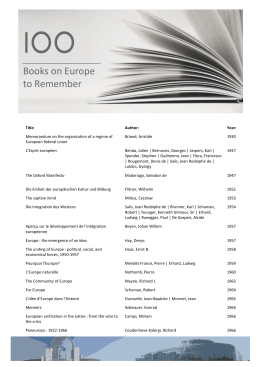 Books on Europe to Remember