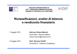 Riclassificazioni, analisi di bilancio e rendiconto finanziario