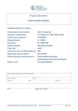 Conti Correnti in divisa – edizione Settembre 2015