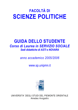 Guida dello Studente - Corso di Laurea in SERVIZIO SOCIALE